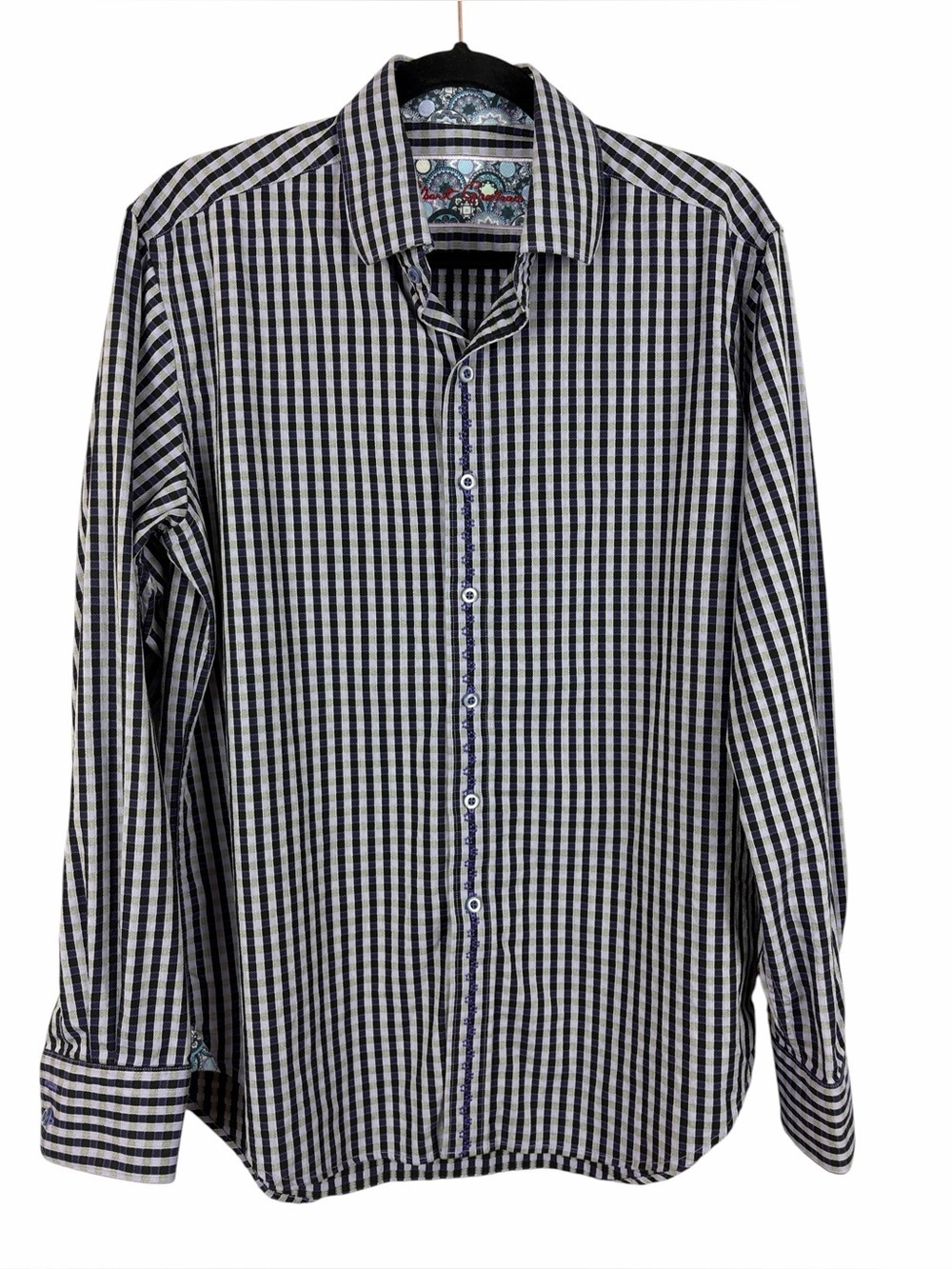 Robert Graham Classic Fit Purple Gingham Button Front Shirt Men’s Medium